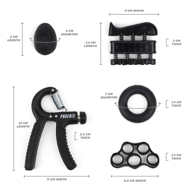 Phoenix Fitness 5pcs Hand Grip Strengthener Set - 5-60kg Adjustable