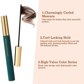 2PCS Waterproof Mascara Set (Brown & Black) – Curling & Lengthening Skinny Mascara for Sensitive Eyes – Smudgeproof, Clump-Free, Long-Lasting, Soft Brush Formula