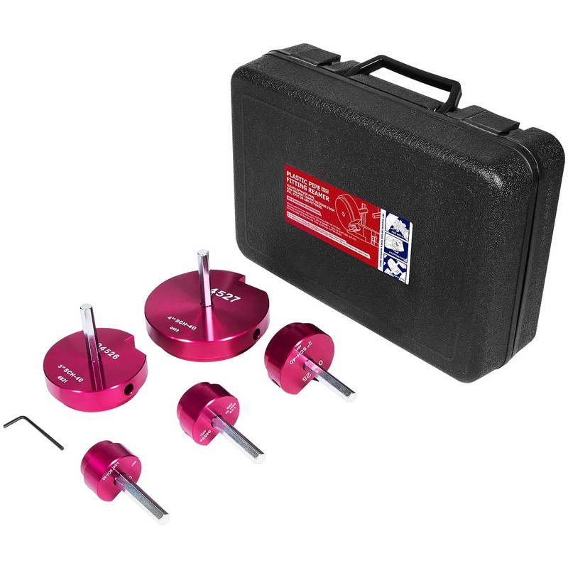 5 Piece Plastic Pipe Fitting Reamer Kit Fit into Standard