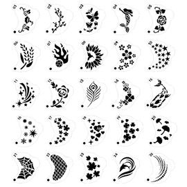 NTRUXZP Pack of 25 Glitter Tattoo Stencils, Temporary Tattoo Stencils, Glitter Tattoo Stencils, Original Stencils for Children and Adults, Tattoo Stencil for Make-Up