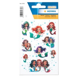 HERMA Mermaid Stickers, Girls Glitter Stickers for Children and Toddlers, Children's Sticker with Mermaid Motif for Sticker Album Scrapbook Photo Album Gift Birthday Decoration Letters Crafts