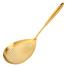 Snailhouse Slotted Skimmer Spoon, Stainless Steel Pasta Noodle Fryer Spider Strainer Scoop Ladle Spoon with Handle for Cooking Frying, Gold