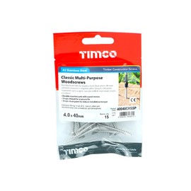 TIMCO Classic Multi-Purpose Countersunk A2 Stainless Steel Woodcrews - 4.0 x 40
