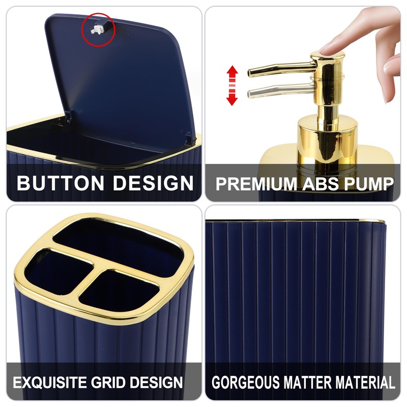XLHOMO Bathroom Accessories Set - Gorgeous Bathroom Set, 10PC Navy