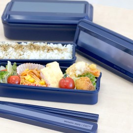 OSK HS-16 Pull Lid Chopsticks Case Set, Metallic Style, Navy