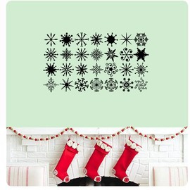 Assortment of Christmas Snowflakes Wall Decal Sticker Merry Christmas Seasons Greetings Happy Holidays Santa Jesus Sign Color Choices Home Décor