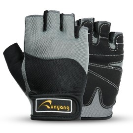 AOOWU Fingerless Working Gloves for Men, Half Finger Working, Performance Heavy Duty Half-Finger Work Gloves, Grip Shock-Absorbing Breathable Working Gloves, Mechanic Anti Slip Safety Gloves for Work