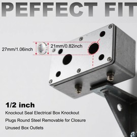 Wocloer 20 Pcs Stainless Steel Electrical Box Knockout Plugs (10pcs 1/2" & 10pcs 3/4") - Easy Install Removable Seals for Closure Unused Electric Box Outlets - Dust & Waterproof