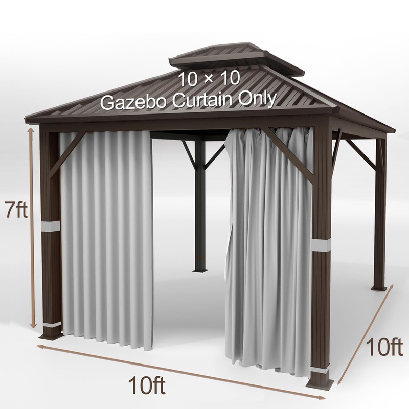 Gazebo Universal Replacement Privacy Curtain – Hugline 10' x 10'