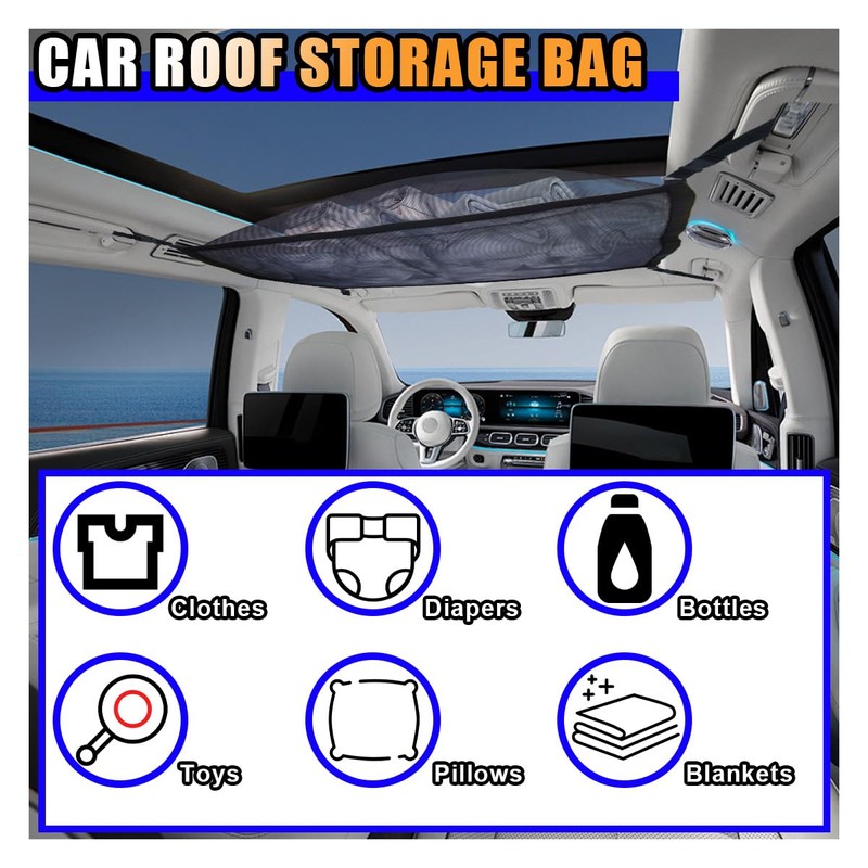 Car Ceiling Cargo Net for SUV - 29.3'' x 22.4''