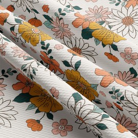Flowers Floral Bullet Textured Fabric by The Yard Floral Stretch Liverpool - 1 Yard Thick Knit Jersey Fabric for Bows Clothes Sewing (AA2195)
