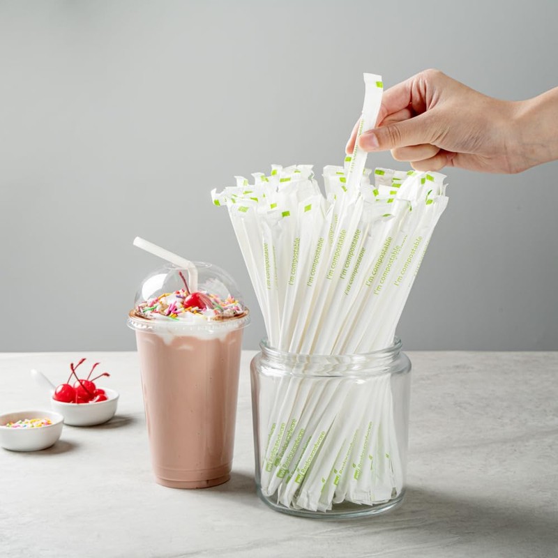 Basic Nature 8.3 Inch Compostable Straws, 2000 Disposable Straws -