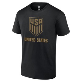 Icon Sports U.S. Soccer Federation USMNT Adult Solid Logo T-Shirt | Black Gold Logo, Medium