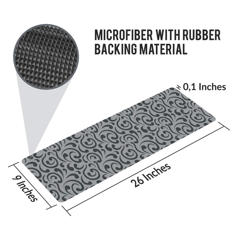 Stair Treads Ultra-Thin with Non Slip Rubber Backing 9”x26”, Gray