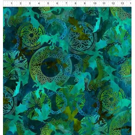 in The Beginning Dragons - Emerald Reign 4DRG 5 Dragon Collage - Cotton Quilting Fabric