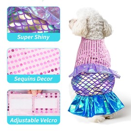 Sparkly Mermaid Costume for Large Dogs - Fish Birthday & Christmas Party Dog Clothes