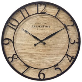 Presentime & Co 21" Farmhouse Series Wall Clock, Cottage Style, Vintage Design, Oil Rubbed Antique Bronze Finish. Wall Décor for Living Room, Dining Room, and Entryway.