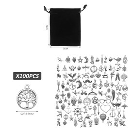 TYGFRT 100-Piece DIY Jewelry Kit - Flannel Bag, Bracelet & Pendant Set