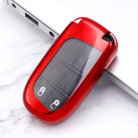 Z.MYUKI Compass Key Case with Key Fob for Jeep Compass 2017-2023 2024 Accessories Original (Red)