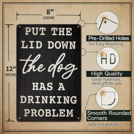Funny Bathroom Signs Bathroom Signs Decor Funny, Put The Lid Down The Dog Has A Drinking Problem, 8x12 Inches Bathroom Signs Decor Funny Bathroom Wall Decor
