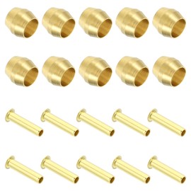 PATIKIL Brass Compression Sleeves Ferrules for 3/16 Inch OD Hose Tube, 40 Pack Brass Ferrule Brass Compression Insert Fitting Assortment Kit for Air Water Gas Pipe
