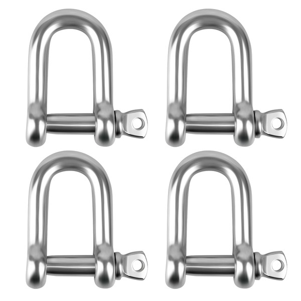 4PCS M8 D Shackle Heavy Duty, Screw Pin Shackle M8