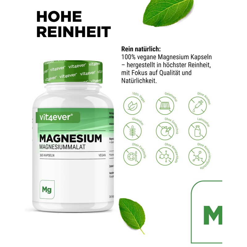 vit4ever Magnesium Malate - 365 Capsules - 300 mg Magnesium