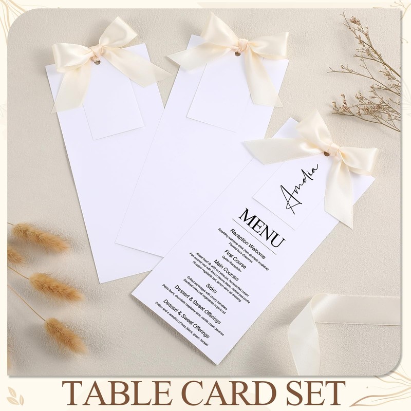 Humyoun 50 Sets 76lb Wedding Menu Cards 4 x 9''