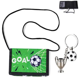 VireEyU Fußball Geldbörse mit Schlüsselanhänger - Fußball Metall Schlüsselanhänger Geldbeutel, Personalisiertes Geschenk für Reisezubehör - Ideal für Geburtstage