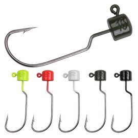 Ned Rig Jig Heads for Soft Lures, 20Pcs Wide Gap Shroom Jig Hooks Set Offset Ned Hooks for Bass Fishing (3/8oz)