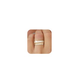 Gold Stackable Rings for Women Trendy Cubic Zirconia Thumb Ring Set Chunky Gold Rings Non Tarnish Wedding Rings for Women Aesthetic Jewelry…