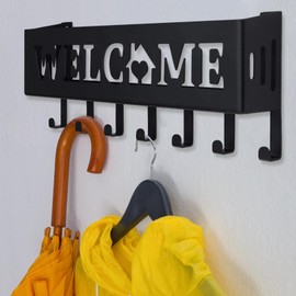 Mail Holder Wall Mount | Metal Rack Wall Mounted Mail Organizer | Welcome Decorative Shelf Hangers Easy Installation Home Decor for Kitchen