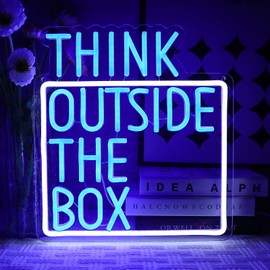 OYCGZV Look Outside the Box Neon Sign Lettering LED Neon Sign Wall Neon Sign USB LED Sign for Playroom Study Classroom Meeting Management Office Man Cave