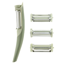 Chef's Path Tri-Blade Side Peeler – Stainless Steel Blade Fruit Peelers for Kitchen – Vegetable Slicer Kitchen Tools with Standard Peeler Blade, Serrated Peeler, Julienne Peeler and Blemish Remover