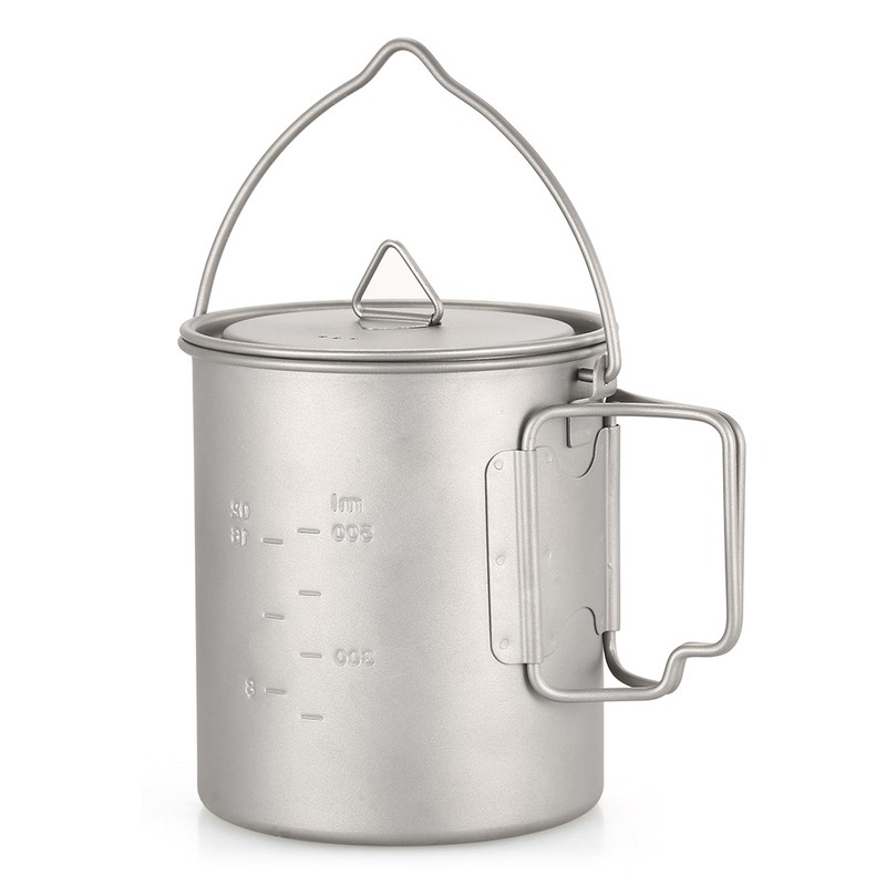 TOMSHOO Ultralight 750ml Titanium Pot Portable Titanium Water Mug Cup