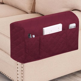GAMUKAI Waterproof Armrest Covers for Armchairs and Sofas Couch Arm Covers for Sofa 2 Pack with Side Pocket Non Slip Furniture Protector Slipcover (Burgundy)