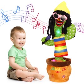 MIAODAM Dancing Cactus, Funny Style 270 Degree Rotation Talking Cactus Toy for Big Kids and Adults, Repeats What You Say Colorful Glowing Singing Cactus Toy
