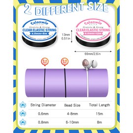 Caianwin Black Elastic Band for Bracelets 0.6 mm and 0.8 mm Elastic Jewellery Thread Set, Elastic Band for Bracelets, Jewellery Thread for Bracelets, Beads, Pearl Jewellery, Crafts, Cords & Threads