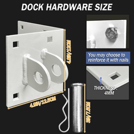 Dock Corner Connector Hinge kits Stationary Edge Connector Corner with Male and Female, Heavy Duty Metal Floating Hardware Brackets Outside Corner L Connector Floating Ramp with 0.4 inch Holes
