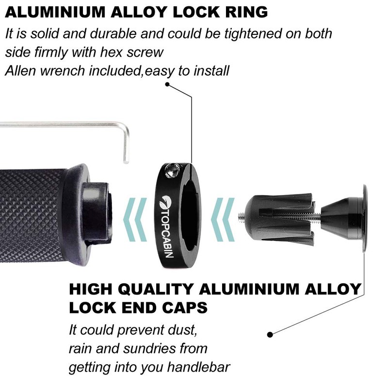 TOPCABIN® Double Lock on Locking Bicycle Handlebar Grips Cycle Bicycle
