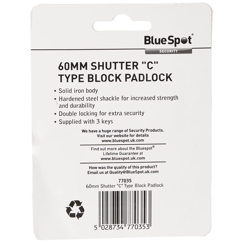 Fort Knox 77035 Shutter C Type Block Padlock, Gold, 60