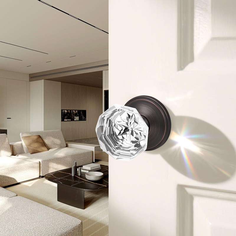 5 Pack Orger Glass Door Knobs for Hallway and Closet,