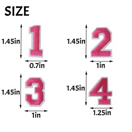 TACVEL 40 Pieces Pink Iron on Numbers Patches, Numbers 0-9 Applique for Clothes, Dress, Hat, Socks, Jeans, DIY Accessories