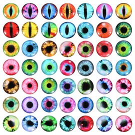 PATIKIL 18mm Dragon Eyes, 100 Pcs Round Glass Eyes Animals Crochet Eyes for Clay Doll Making Craft DIY Findings Jewelry Making, Multicolored