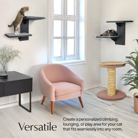 MASKOTIKS Cat Wall Shelves This cat Shelves for Wall has Two Steps. The cat Climbing Wall is cat Shelf for Wall.The Wall cat Shelves, cat Steps for Wall, is cat Wall Hammock or Black Wall cat Tree