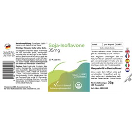 Soy Isoflavones 35 mg - 60 Capsules with Vitamin E - Safe Dosage - Vegan - Bioavailable Supplements from Germany | Vitamintrend®