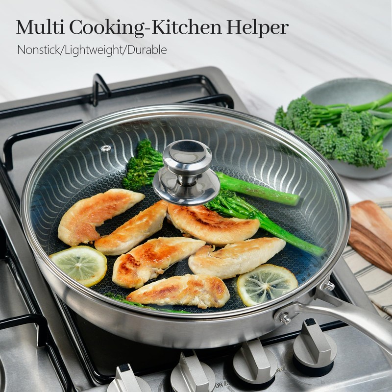 13 In Glass Lid for Frying Pan, Tempered Replacement Cover