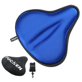 FUCNEN Exercise Bike Seat Cover Padded 27 x 25CM Spin Bike Gel Seat Cover For Women/Man Large Bicycle Gel Saddle Covers Wide Comfortable Bike Seat Cushion Gel Saddle Covers-Blue
