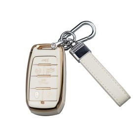 Tyifxom for RAM 1500, 2500, 3500, 4500, 5500 (2019-2025) Keychain Cover, Leather Keychain Soft Case Protective Cover (White, 6 Keys)