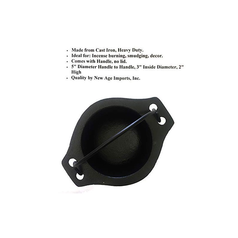 Cast Iron Cauldron w/Handle, Ideal for smudging, Incense Burning, Ritual